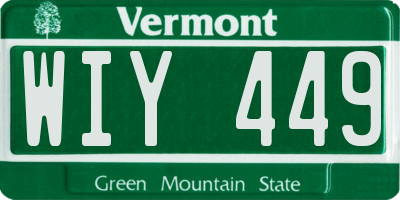 VT license plate WIY449