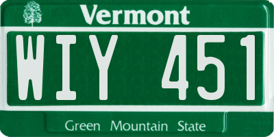 VT license plate WIY451