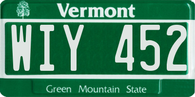 VT license plate WIY452