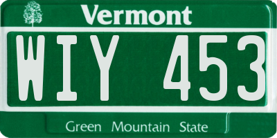 VT license plate WIY453