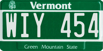 VT license plate WIY454