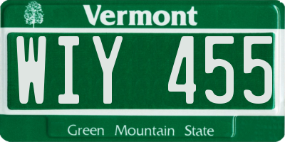 VT license plate WIY455