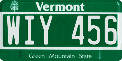 VT license plate WIY456