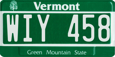 VT license plate WIY458