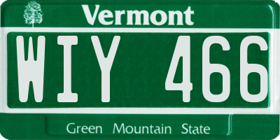 VT license plate WIY466