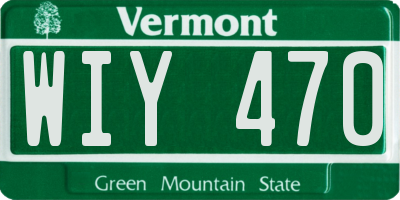 VT license plate WIY470