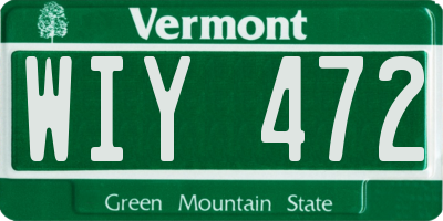 VT license plate WIY472