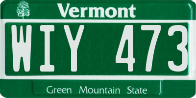 VT license plate WIY473