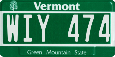 VT license plate WIY474
