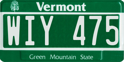 VT license plate WIY475
