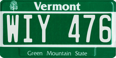 VT license plate WIY476