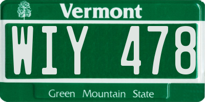 VT license plate WIY478