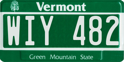 VT license plate WIY482