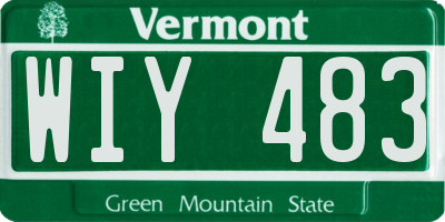 VT license plate WIY483