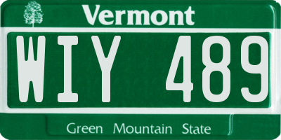VT license plate WIY489