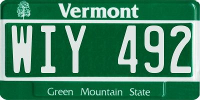 VT license plate WIY492