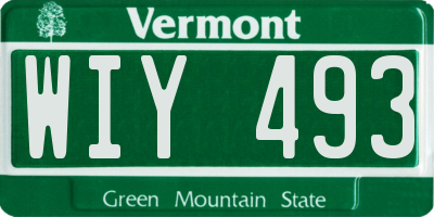 VT license plate WIY493