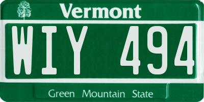 VT license plate WIY494