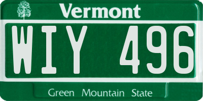 VT license plate WIY496