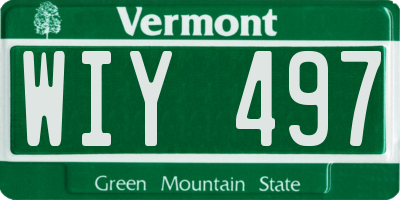VT license plate WIY497