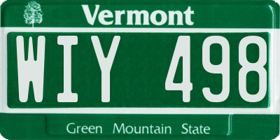 VT license plate WIY498