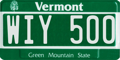VT license plate WIY500