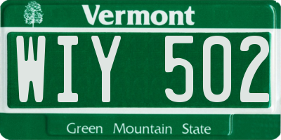 VT license plate WIY502