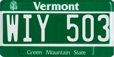 VT license plate WIY503