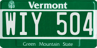 VT license plate WIY504
