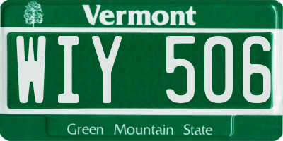 VT license plate WIY506