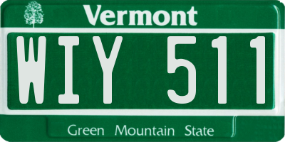 VT license plate WIY511