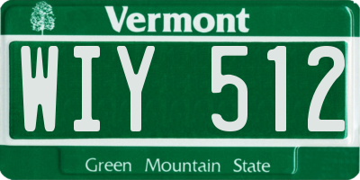 VT license plate WIY512