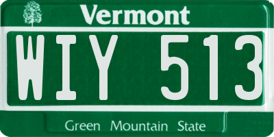VT license plate WIY513