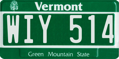 VT license plate WIY514
