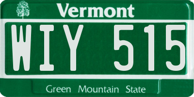 VT license plate WIY515