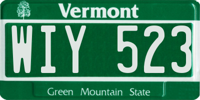VT license plate WIY523