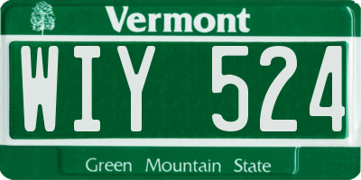 VT license plate WIY524