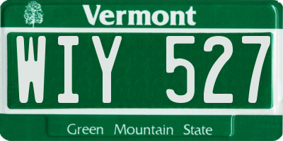 VT license plate WIY527