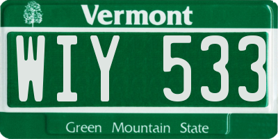 VT license plate WIY533