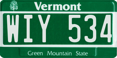 VT license plate WIY534