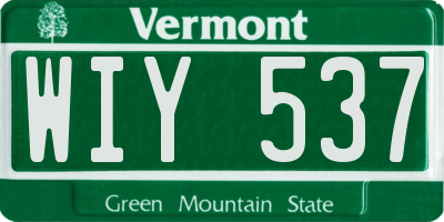 VT license plate WIY537