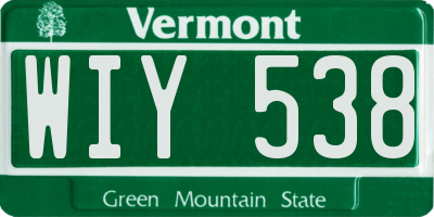 VT license plate WIY538