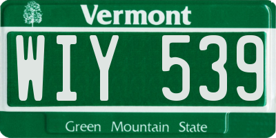 VT license plate WIY539
