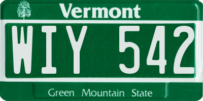 VT license plate WIY542