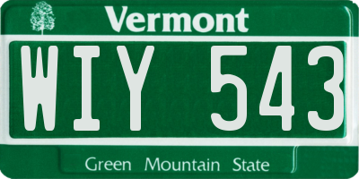 VT license plate WIY543
