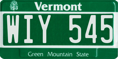 VT license plate WIY545