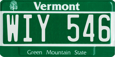 VT license plate WIY546