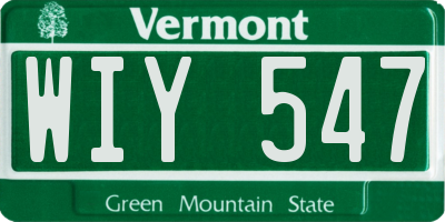 VT license plate WIY547