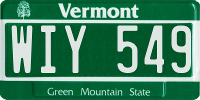 VT license plate WIY549