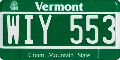 VT license plate WIY553